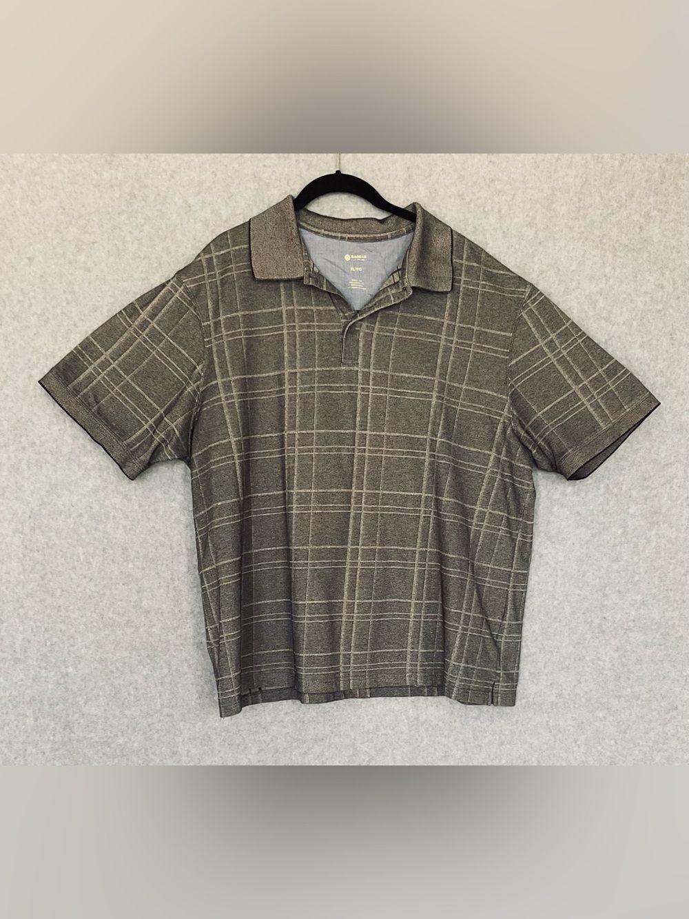 Men's Short Sleeve Polo Shirt - Olive Plaid Sz XL